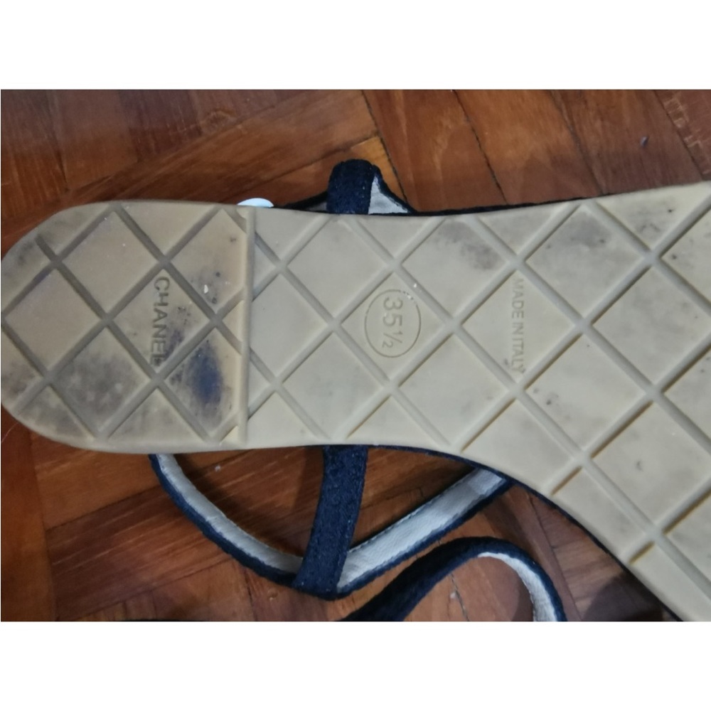 Chanel CC t strap flat t strap sandals size 35.5 size 5.5. Authentic. - Picture 7 of 10